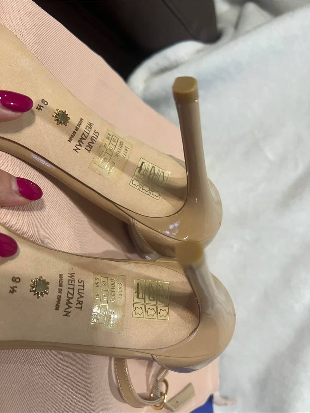 Stuart Weitzman Nude Ankle-Strap Stiletto Sandals - Picture 6 of 9